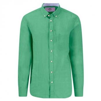 Herren Leinenhemd Regular Fit, Button-Down-Kragen – Fynch-Hatton – Hellgrün