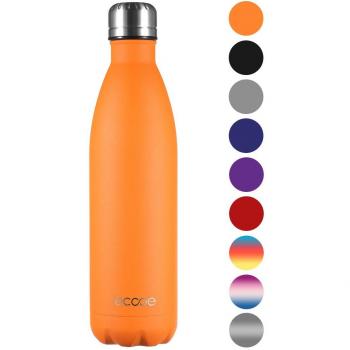 Ecooe 750 ml Wasserflasche mit Vakuumisolierung – Edelstahl – Orange
