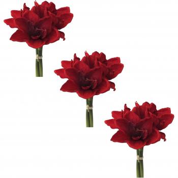 Kunst-Amaryllis „Weihnachtsdeko“ – 32 cm, üppige Blüten, 3er‑Set