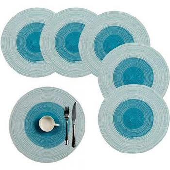 Pauwer 38cm Round Table Covers – Blue Cotton, Non‑Slip, Holiday Set