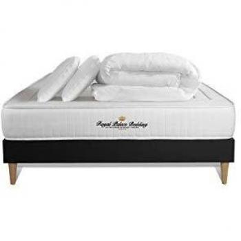 Ensemble matelas et sommier noir Lancaster 140x200 + couette + 2 oreillers