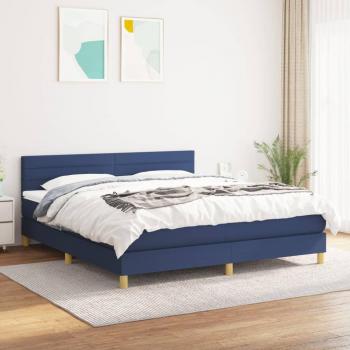 Cama box spring 160x200 cm con colchón azul
