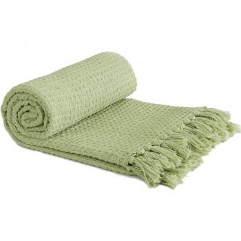 Pistachio Green Honeycomb Recycled Cotton Throw