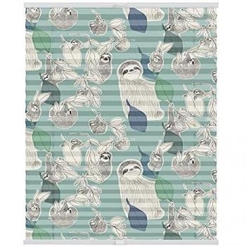 LICHTBLICK ORIGINAL Plissee »Plissee Klemmfix, ohne Bohren, blickdicht, Sloths on turquoise