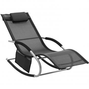 SONGMICS Chaise Longue Charge Max 150 kg Noir