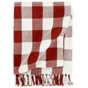 Copriletto in Cotone 125x150 cm a Quadri Rosso