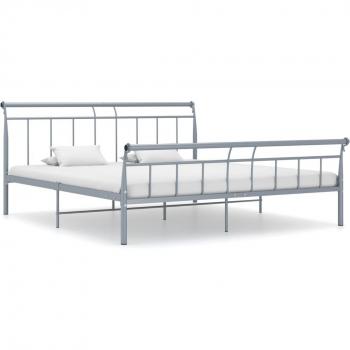 Cadre de lit métal gris 200x200 cm