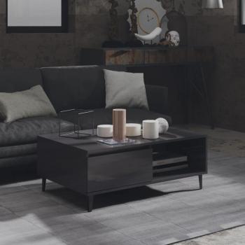 Tavolino da Caffè Grigio Lucido 90x60x35 cm in Ingegneria Legno