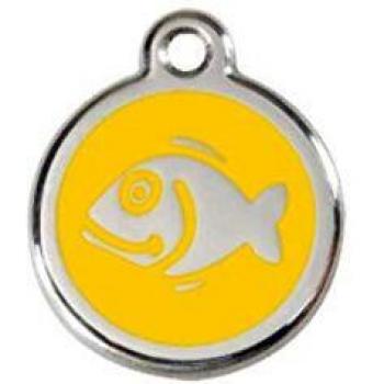 Red Dingo Enamel Fish Tag, Yellow, Small