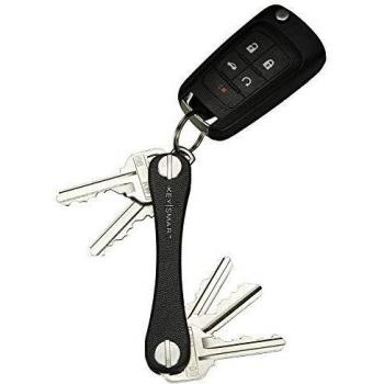 KeySmart Porte-clés en Cuir Noir