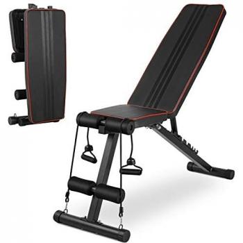 Home Gym Flachbank mit Elastikseilen – Klappbar & Stabil