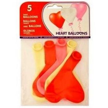 Globos de látex en forma de corazón 5 unidades