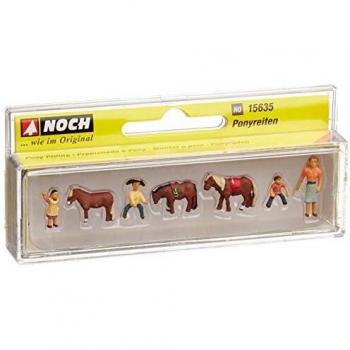 Pony Rider 15635: 4 Figure Set with 3 Ponies (HO Scale)