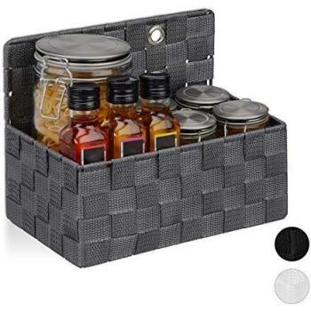Corbeille de Rangement Accrochée, Organiseur Salle de Bain, 20x25x15 cm, Gris