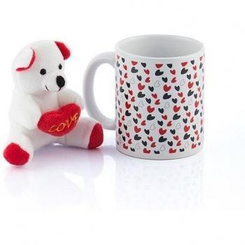 Taza Cariñosa: Corazones + Osito en Peluche
