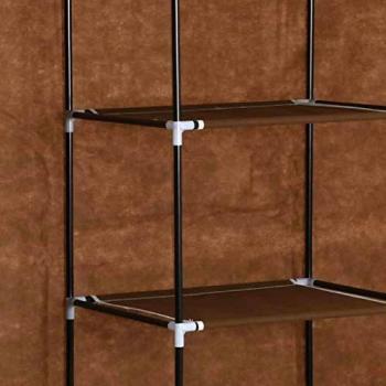 Armadio in Tessuto Marrone con Scomparti e Aste 150x45x175 cm