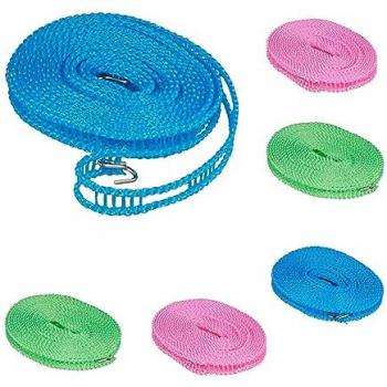 Camping Clothesline Set of 6 5m Non-Slip with Hooks