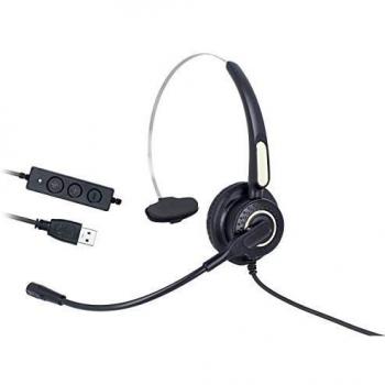 LEDLUX VH500S Micrófono de Oficina USB con Auriculares Monoaurales