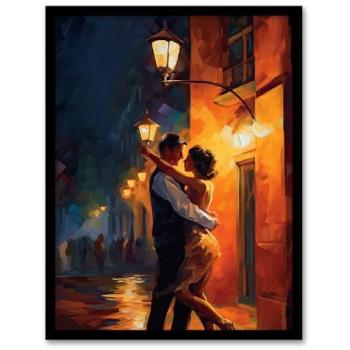 Streetlight Serenade: Orange & Blue Lovers on a Date