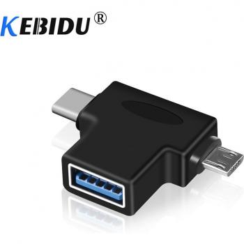 Conector Kebidu Mini Dual: Micro‑USB a Tipo C con Sync 3.0