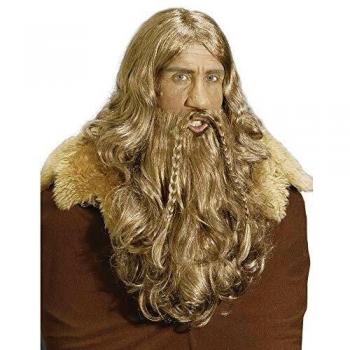 Widmann V6335 – Wikinger Perücke Braun, Bart+Schnurrbart, Mottoparty‑Stil