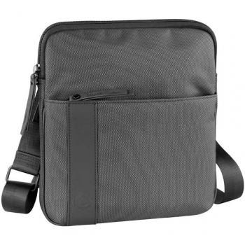Bugatti Domani Nylon-Messenger Bag – graue Umhängetasche, 29 cm