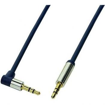 Cavo Audio Stereo Mini Jack 3,5mm Maschio Angolato 90° 0,5m Blu Scuro LogiLink CA11050