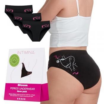 Periode-Bloom Unterwäsche 3er Set (Schwarz) – Intimina