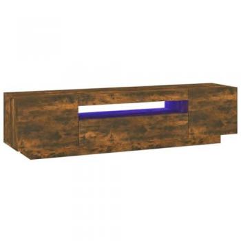 Buffet TV avec Lumières LED 160 cm Chêne Fumé