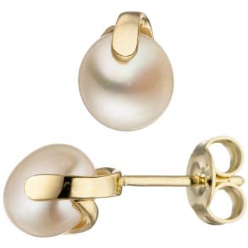 Jobo Damen Ohrstecker 585 Gold Gelbgold 2 Süßwasser Perlen