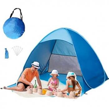 Large Pop Up Sun Tent for 2-5 Persons, Quick Open Beach Shade 200 x 165 x 130 cm