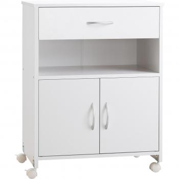 Mobile Porta Stampante Cassetto Armadietto e 4 Ruote 60x39x80cm Bianco