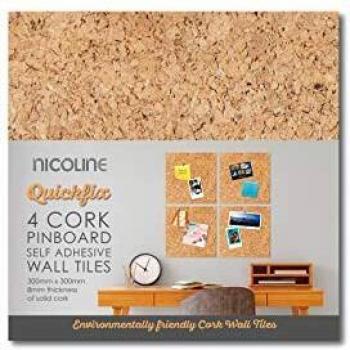 Adhesive Cork Bulletin Board Tiles, Nicoline – Four Pieces