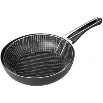 Indubasic Aluminum Frying Pan with Basket – 26 cm, Non‑Sticky, Induction Compatible