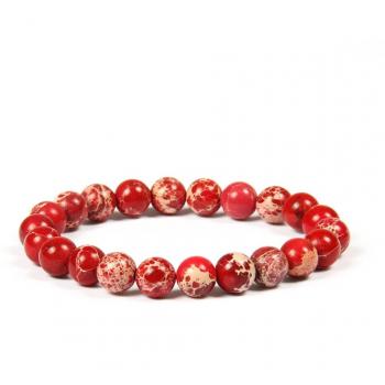 Bracelet de perles de chakra en jaspe sédimentaire marin rouge 8 mm