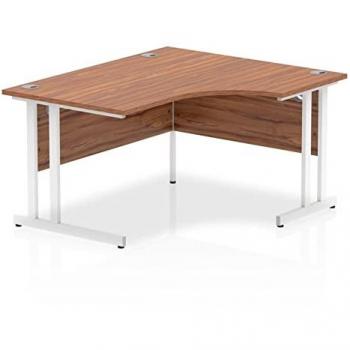 Impulse 1400mm Right Crescent Desk Walnut Top White Cantilever Leg