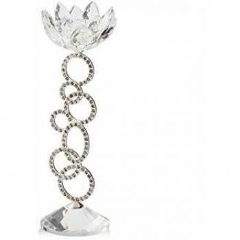 Beliani's Elegant Glam Flower Candle Holder in Glass and Faux Diamonds