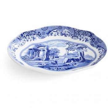 Fluted Italian Blue Spode Oval Plate