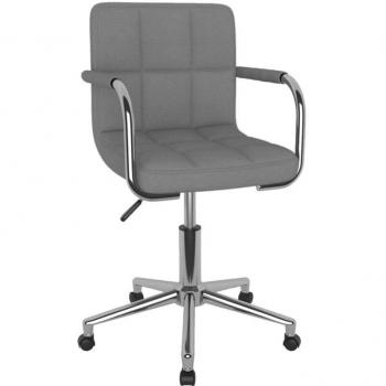 Sedia Poltrona Girevole per Studio Computer – Tessuto Grigio Suave