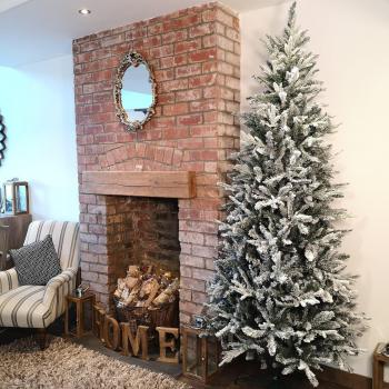 240cm Snow Flocked Green Lapland Spruce Tree
