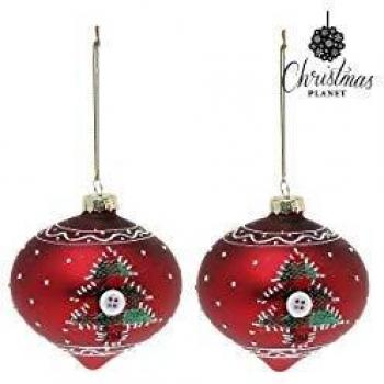 Boules décoratives 8 cm en verre rouge (2 unités)