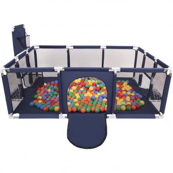 Area giochi per bambini con 400 palline, grande recinto, blu scuro/giallo/verde/blu/rosso/arancione