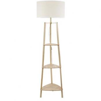 ValueLights Hiru 3-Tier Floor Lamp with Linen Drum Shade & LED Bulb