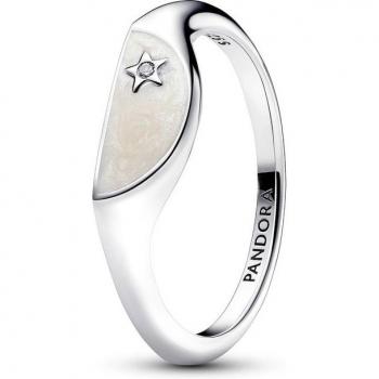 Pandora Silberring für Damen mit halbiertem Emaille-Siegel