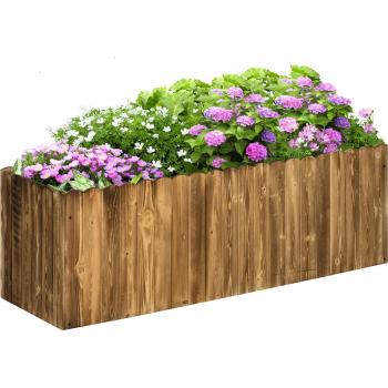 Outsunny Hochbeet Pflanzkasten aus Tannenholz 120x40x40 cm für Kräuter, Gemüse und Blumen