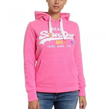 Superdry Vintage Logo Pop Entry Hoodie für Damen, Fluro Pink