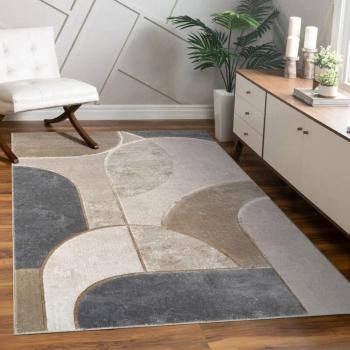 Alfombra de salón geometría suave en gris y beige 160x230