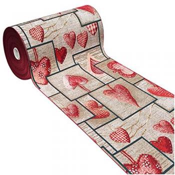 Tappeto Antiscivolo Cucina Cuori Bordeaux 54x190 cm