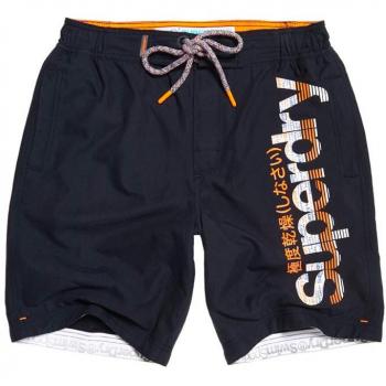 Superdry Boardshorts para Hombre, Azul (Darkest Navy/Tropical Orange Zp1), Small