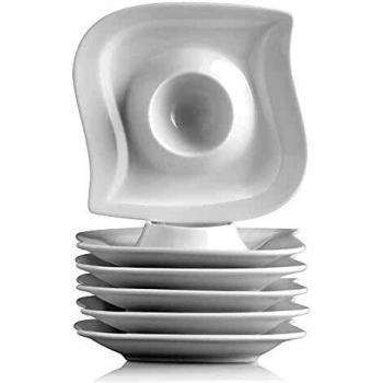 MALACASA Series Elvira China 4 Egg Stand Plates